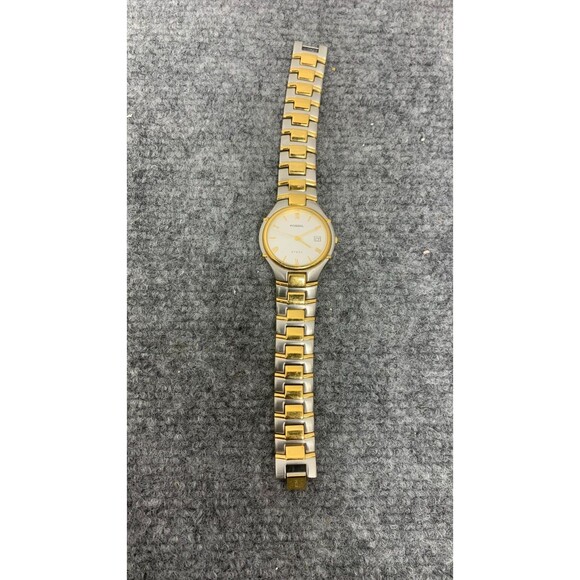 Fossil Steel Men's Watch FS-2700 Stainless Two Tone Band- needs Battery - Picture 1 of 4
